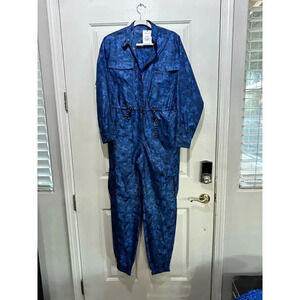 Mistress Rocks Los Angeles Blue Camo Print Drawstring 3/4 Jumpsuit Size Small